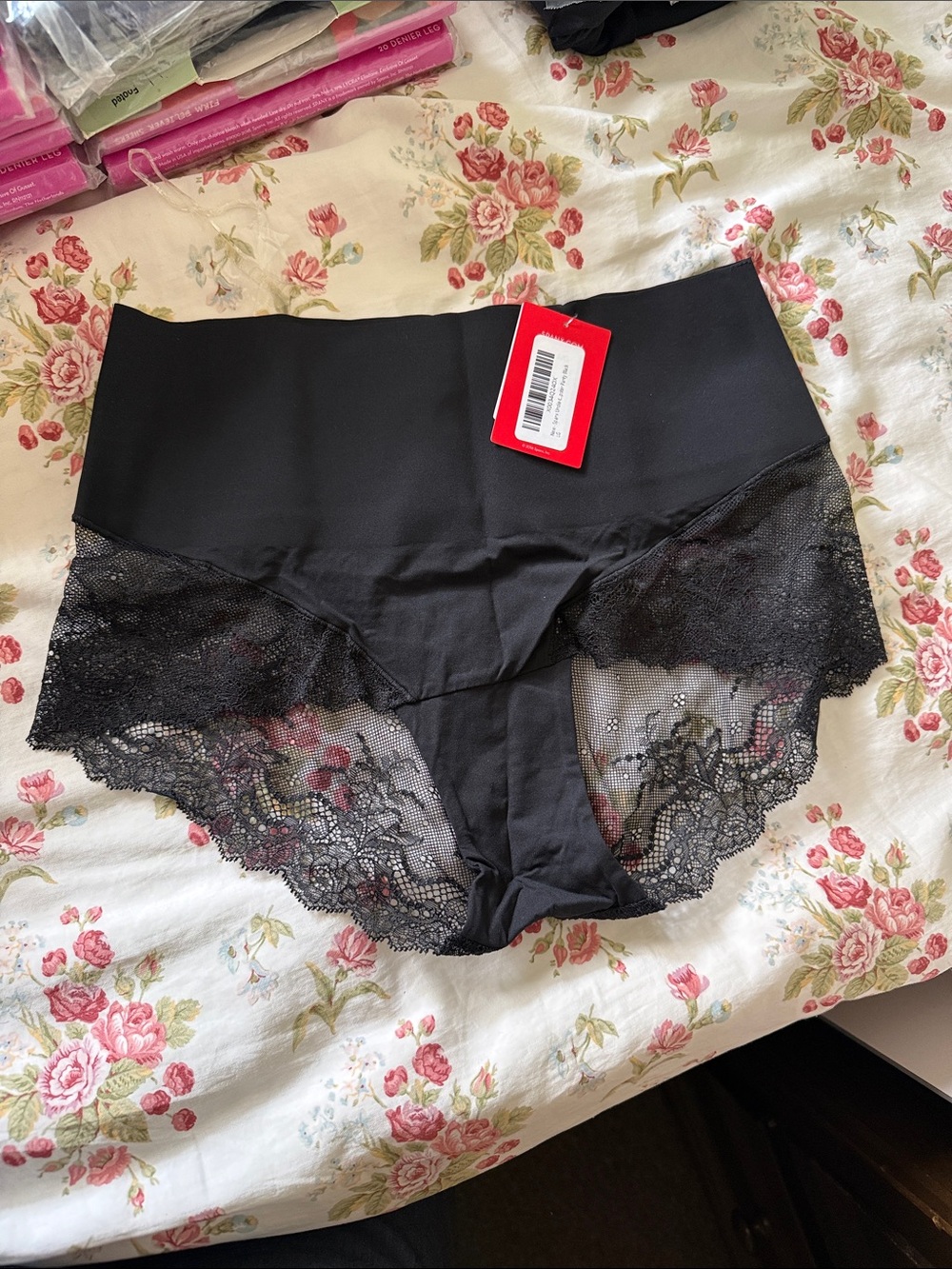Spanx High-Waist Hipster Lace Trim Shaping XL - Black